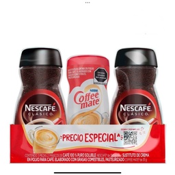 Nescafé Clásico 350gr 2pz y coffee mate gratis